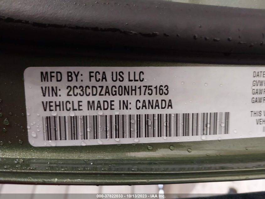 2022 DODGE CHALLENGER SXT - 2C3CDZAG0NH175163