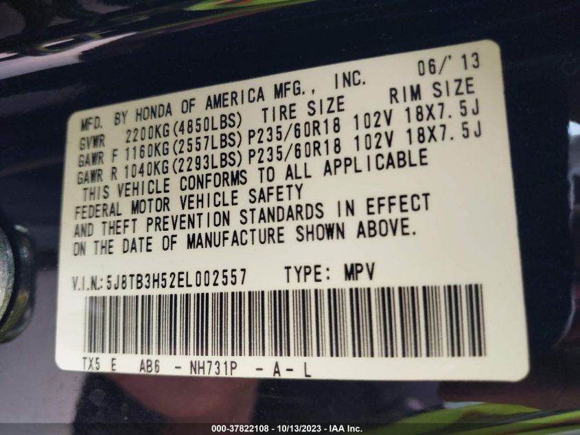 2014 ACURA RDX TECHNOLOGY - 5J8TB3H52EL002557
