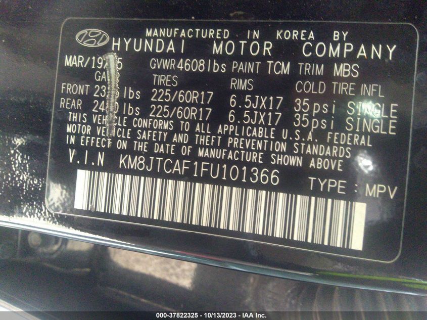 2015 HYUNDAI TUCSON GLS - KM8JTCAF1FU101366
