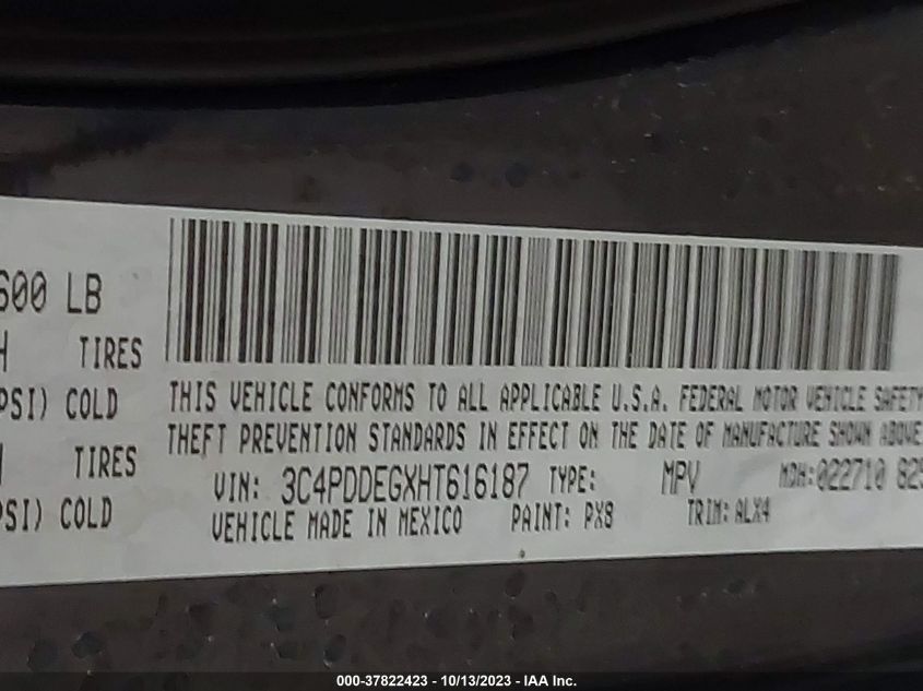 2017 DODGE JOURNEY GT - 3C4PDDEGXHT616187