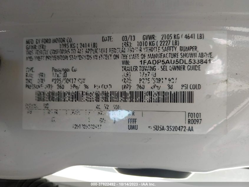 2013 FORD C-MAX HYBRID SE - 1FADP5AU5DL533841