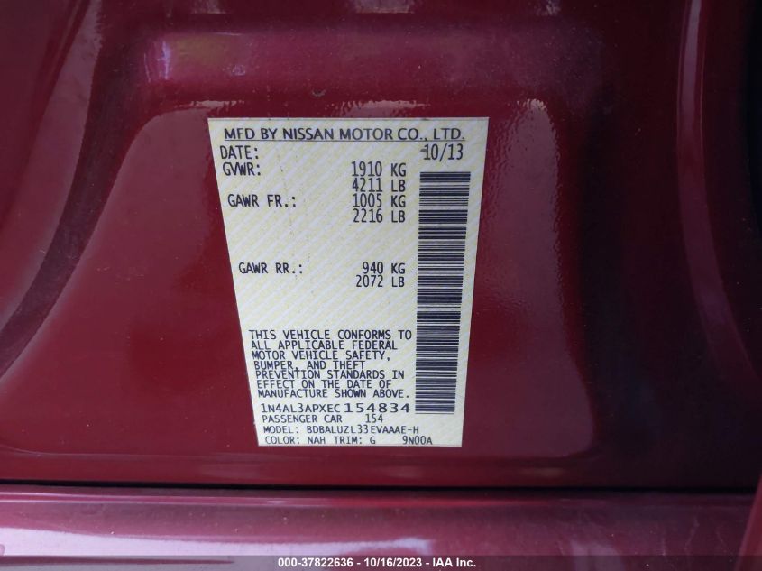 2014 NISSAN ALTIMA 2.5 SV - 1N4AL3APXEC154834