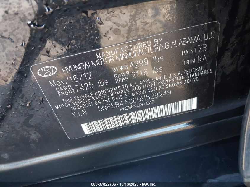 2013 HYUNDAI SONATA GLS - 5NPEB4AC6DH529249