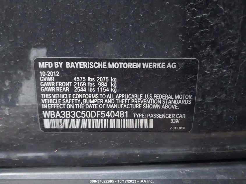 2013 BMW 328I XDRIVE WBA3B3C50DF540481