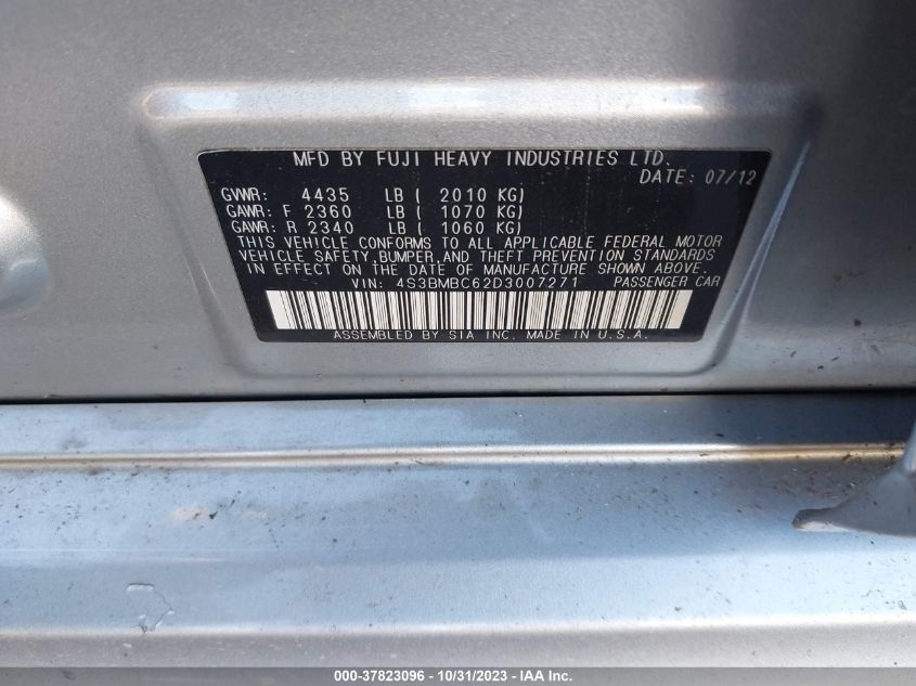 2013 SUBARU LEGACY 2.5I PREMIUM - 4S3BMBC62D3007271