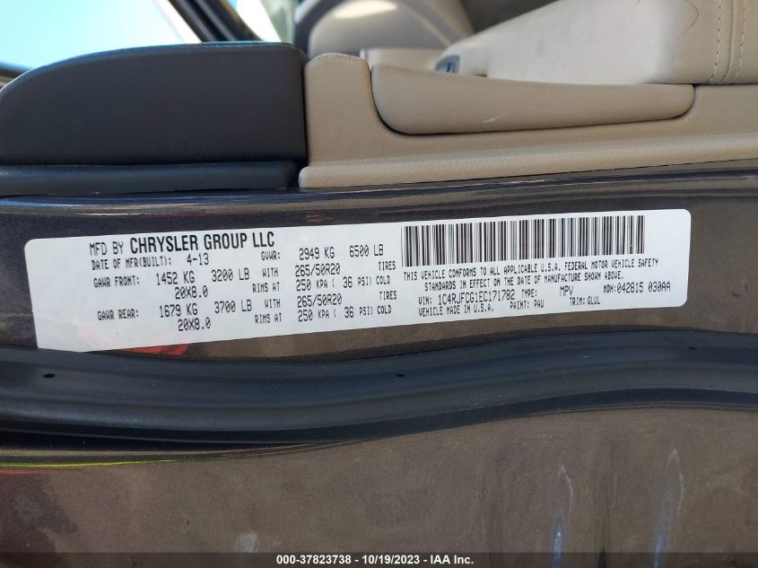 2014 JEEP GRAND CHEROKEE OVERLAND - 1C4RJFCG1EC171782