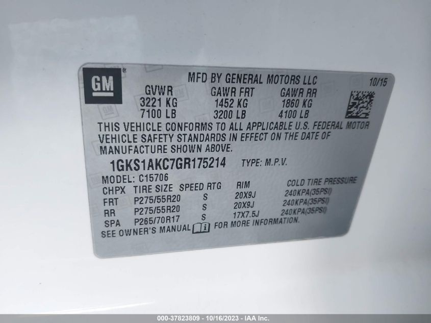 2016 GMC YUKON SLE - 1GKS1AKC7GR175214