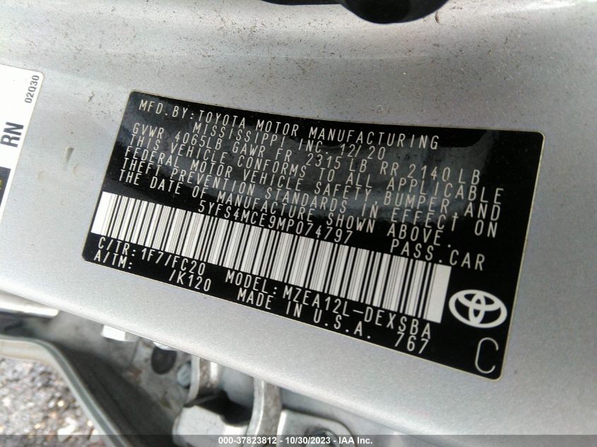 2021 TOYOTA COROLLA SE/NIGHT SHADE - 5YFS4MCE9MP074797