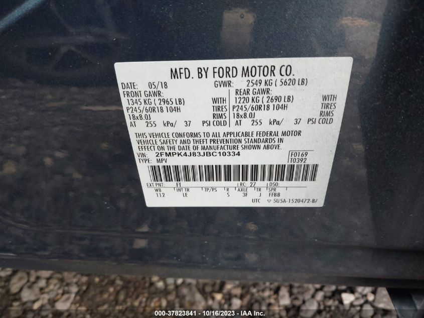 2018 FORD EDGE SEL - 2FMPK4J83JBC10334