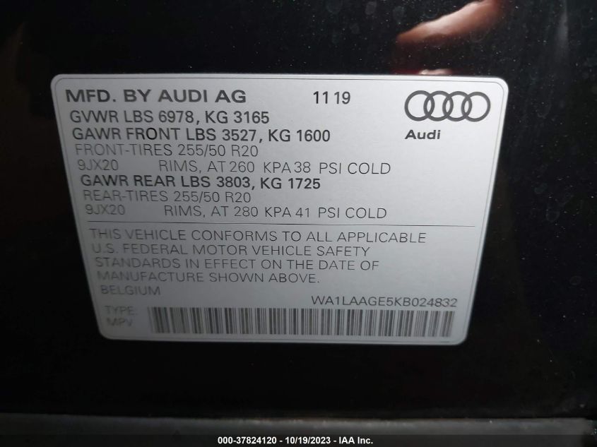 WA1LAAGE5KB024832 Audi E-Tron PREMIUM PLUS 9