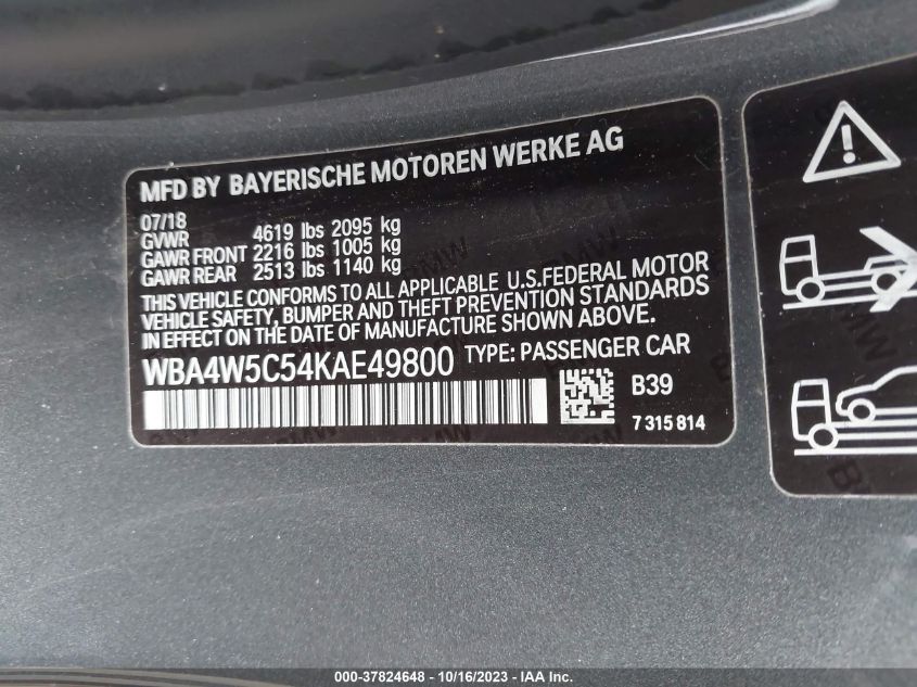 WBA4W5C54KAE49800 BMW 4 Series  430xi 9