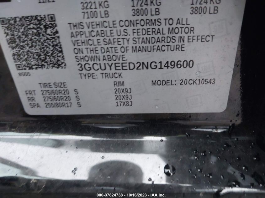 2022 CHEVROLET SILVERADO 1500 LTD RST 3GCUYEED2NG149600