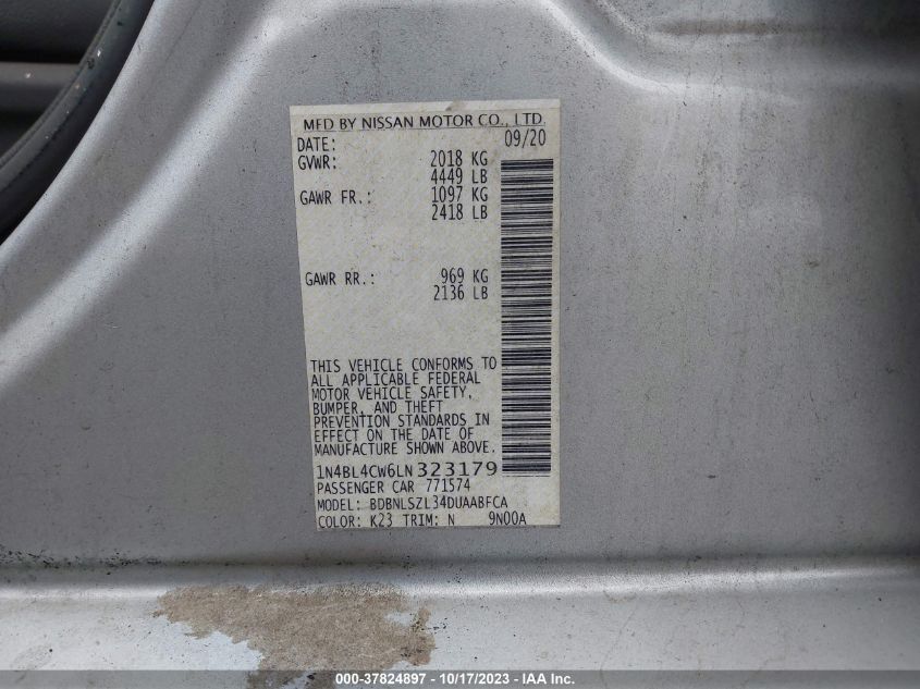2020 NISSAN ALTIMA SR - 1N4BL4CW6LN323179