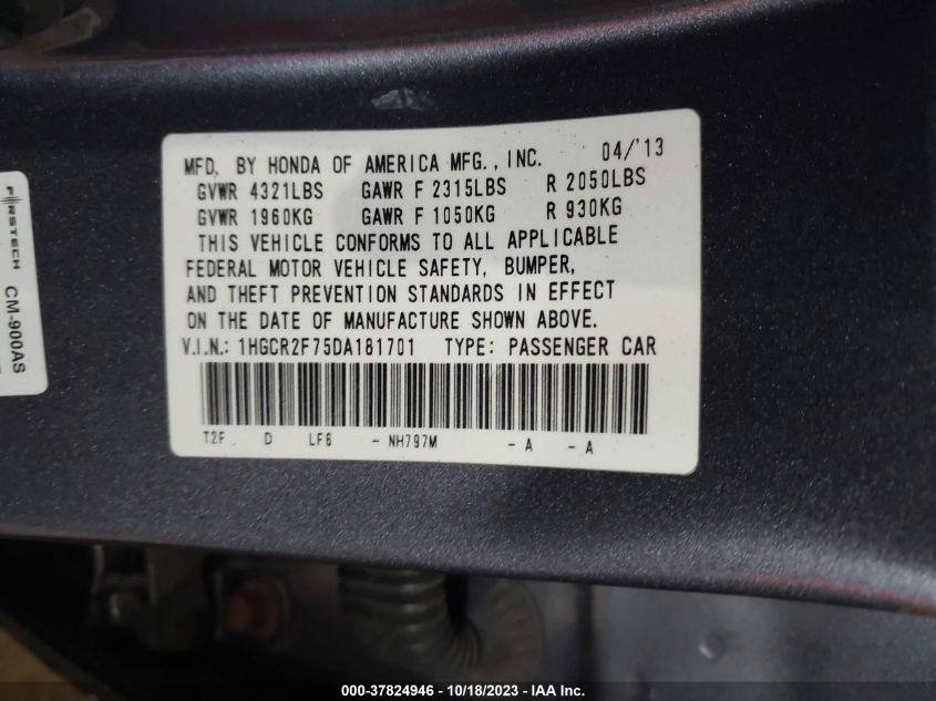 2013 HONDA ACCORD SDN EX - 1HGCR2F75DA181701