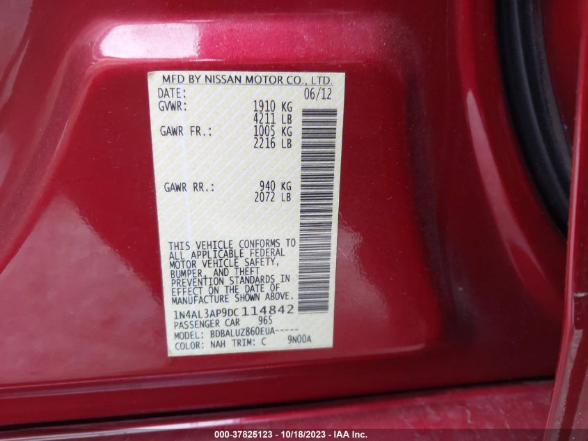 2013 NISSAN ALTIMA 2.5 SV - 1N4AL3AP9DC114842