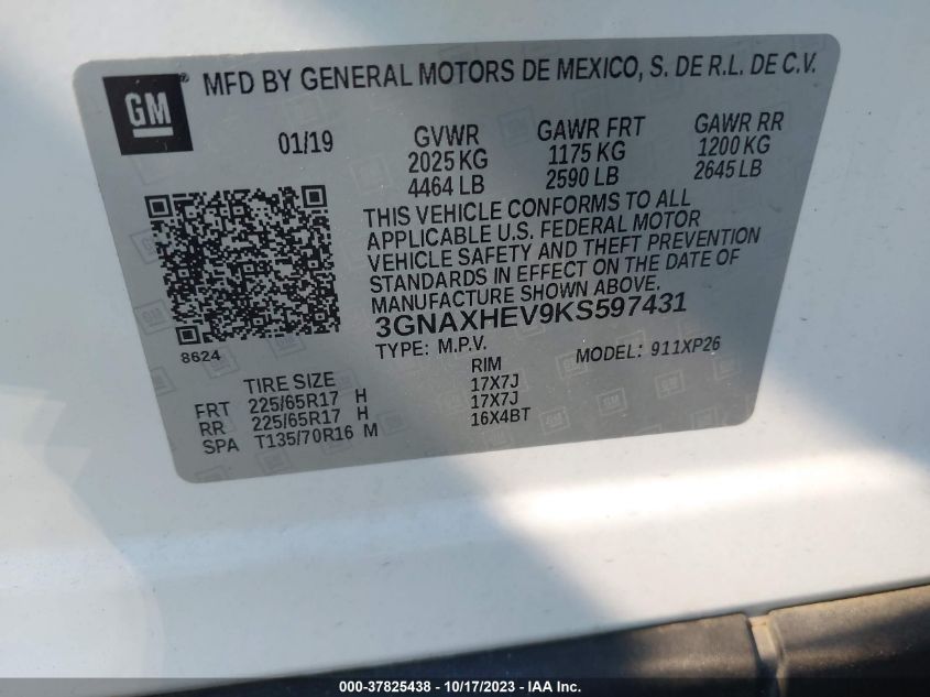 2019 CHEVROLET EQUINOX LS - 3GNAXHEV9KS597431