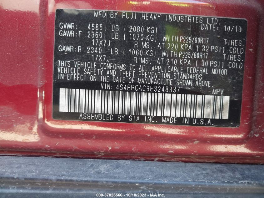 2014 SUBARU OUTBACK 2.5I - 4S4BRCAC9E3248337