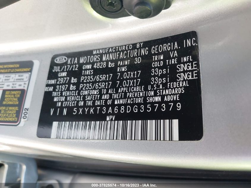 2013 KIA SORENTO LX - 5XYKT3A68DG357379