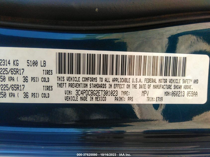2014 DODGE JOURNEY SXT - 3C4PDCBG2ET301023