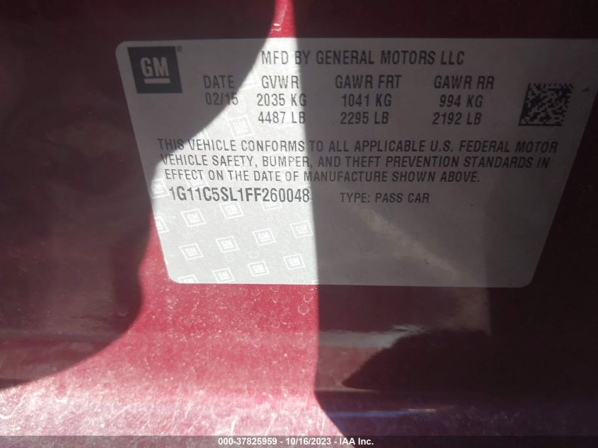 2015 CHEVROLET MALIBU LT - 1G11C5SL1FF260048