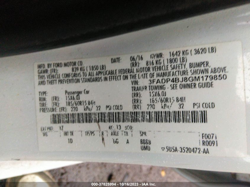 2016 FORD FIESTA SE - 3FADP4BJ8GM179850