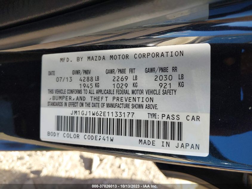 2014 MAZDA MAZDA6 I GRAND TOURING - JM1GJ1W62E1133177