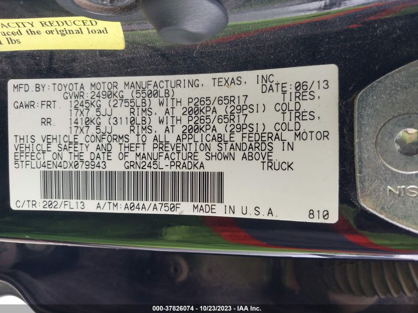 2013 TOYOTA TACOMA - 5TFLU4EN4DX079943