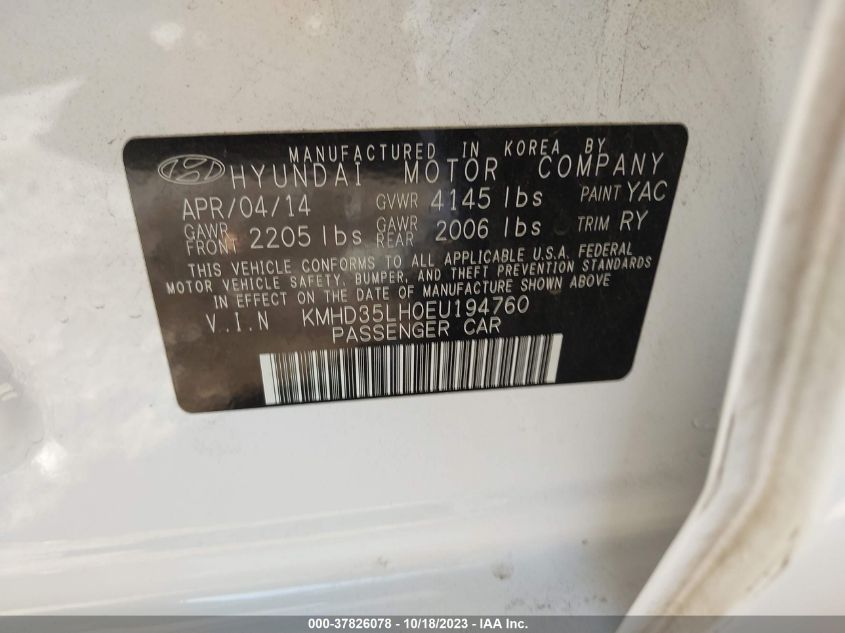 2014 HYUNDAI ELANTRA GT - KMHD35LH0EU194760