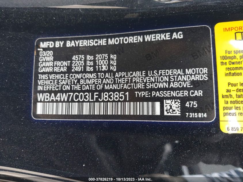 WBA4W7C03LFJ83851 BMW 4 Series 440I 9