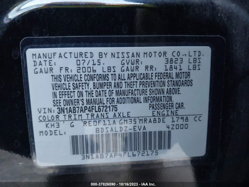 2015 NISSAN SENTRA S/SV/SR/SL - 3N1AB7AP4FL672175