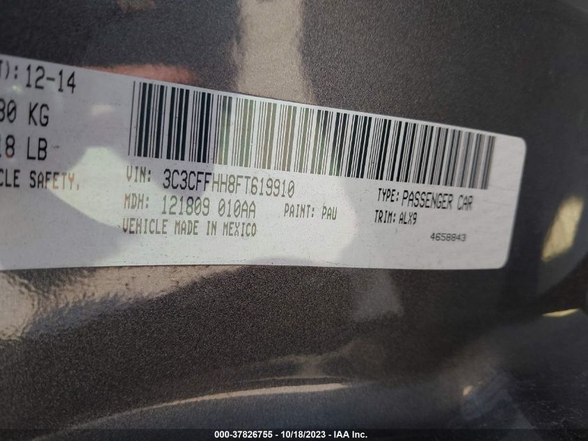 2015 FIAT 500 TURBO - 3C3CFFHH8FT619910