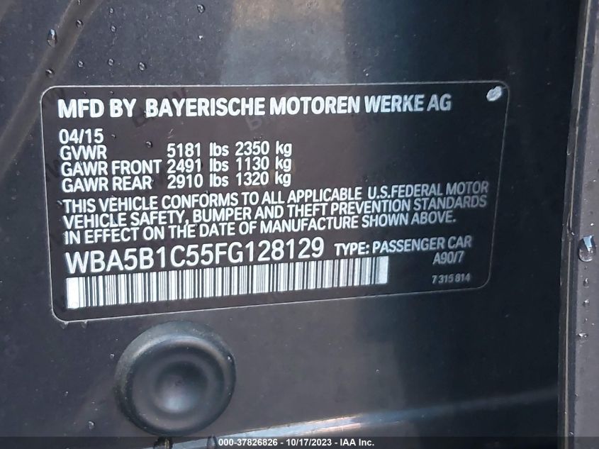 2015 BMW 535I 4D WBA5B1C55SG128129