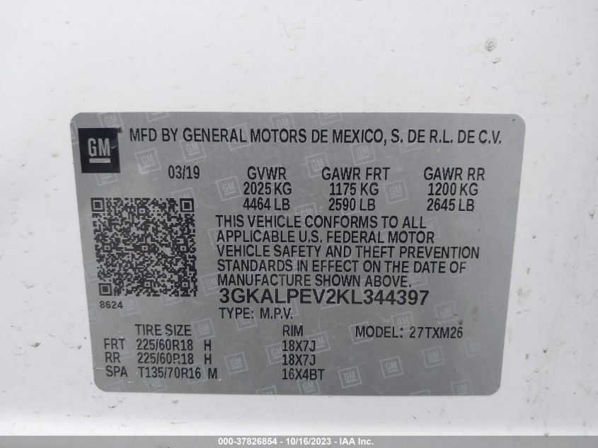 2019 GMC TERRAIN SLT - 3GKALPEV2KL344397