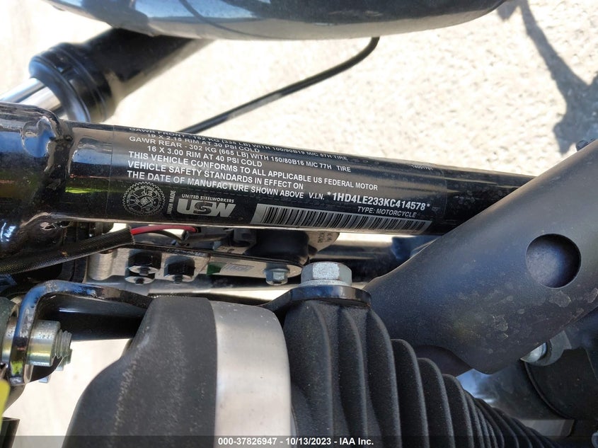 VIN 1HD4LE233KC414578 2019 HARLEY-DAVIDSON XL883 N