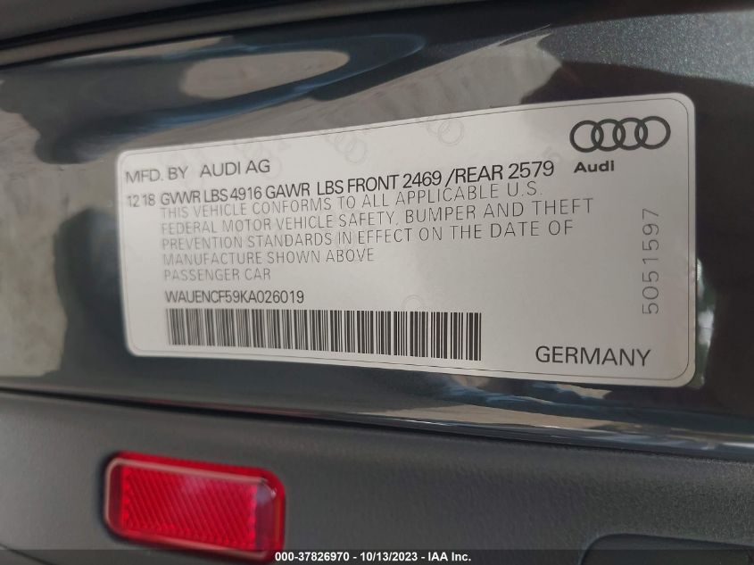 WAUENCF59KA026019 Audi A5 Sportback PREMIUM PLUS 9