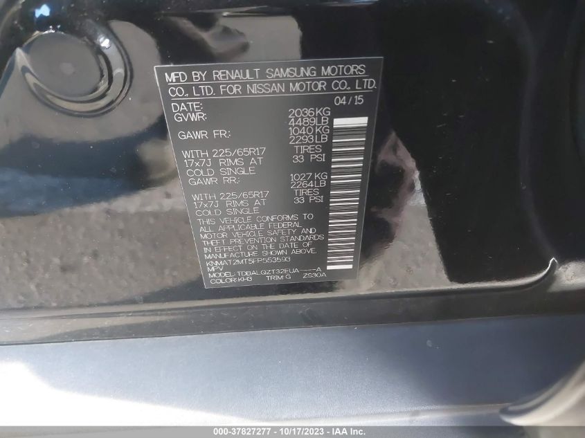 2015 NISSAN ROGUE SV - KNMAT2MT5FP553593