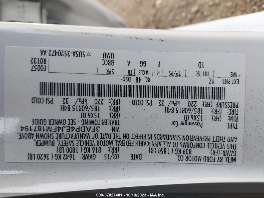 2015 FORD FIESTA SE - 3FADP4EJ4FM187194