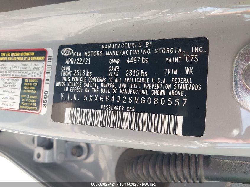 2021 KIA K5 GT LINE - 5XXG64J26MG080557