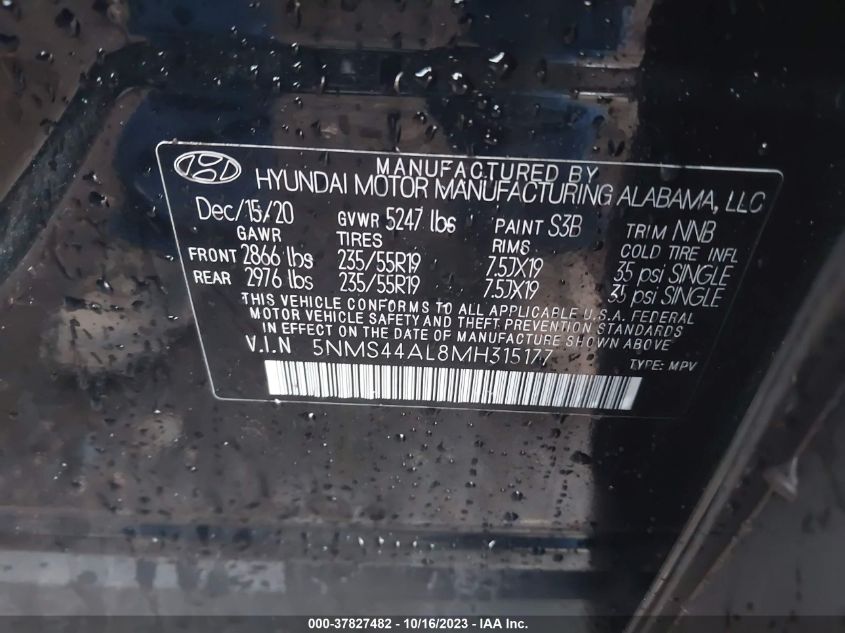 2021 HYUNDAI SANTA FE LIMITED - 5NMS44AL8MH315177