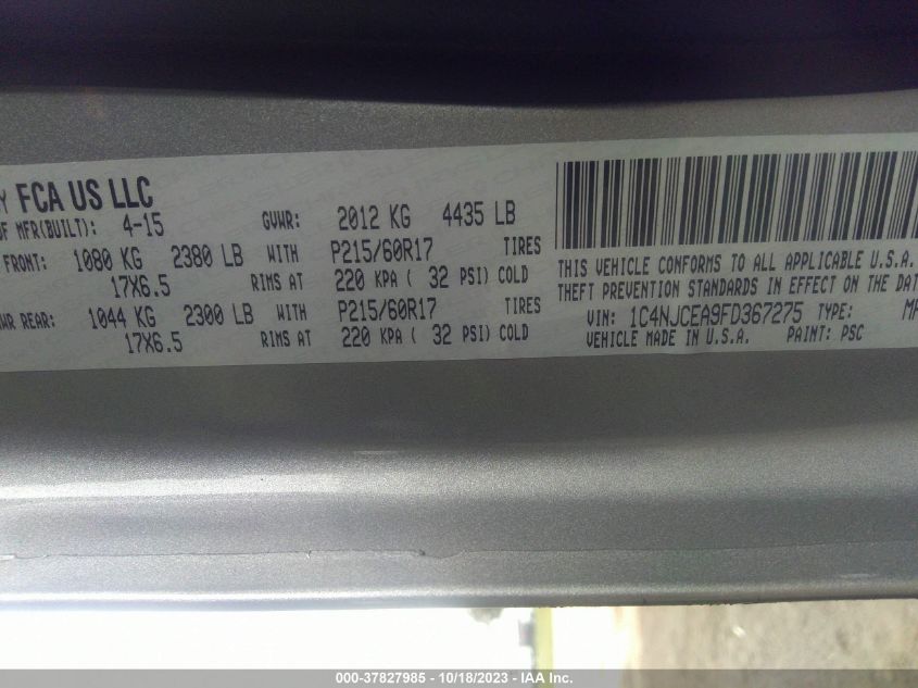 2015 JEEP COMPASS HIGH ALTITUDE EDITION - 1C4NJCEA9FD367275