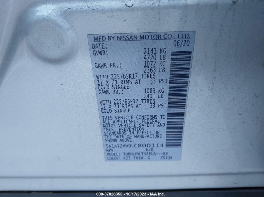 2020 NISSAN ROGUE S/SL/SV - 5N1AT2MV9LC800114