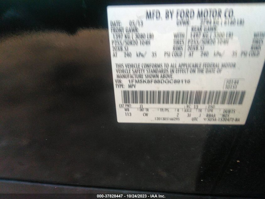 2013 FORD EXPLORER LIMITED - 1FM5K8F88DGC89116