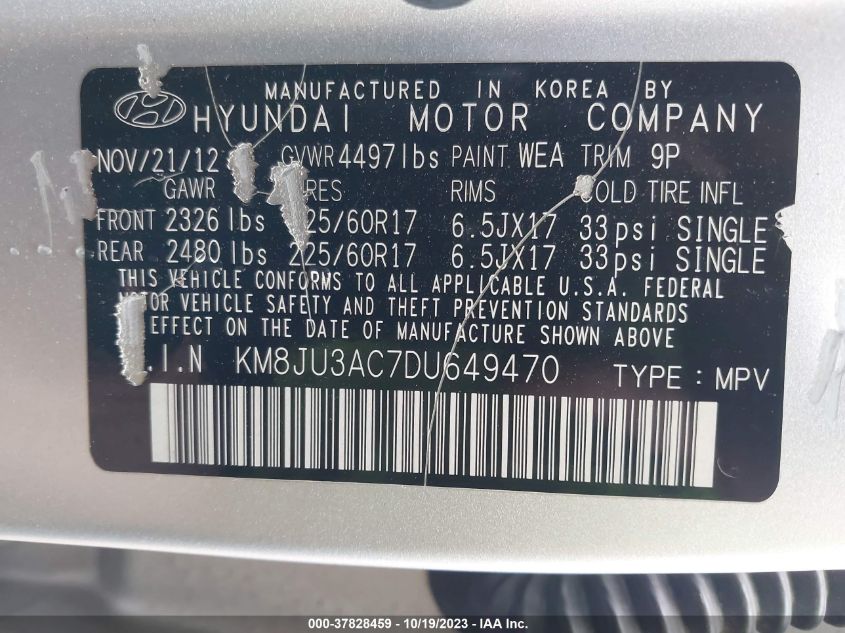 2013 HYUNDAI TUCSON GLS - KM8JU3AC7DU649470