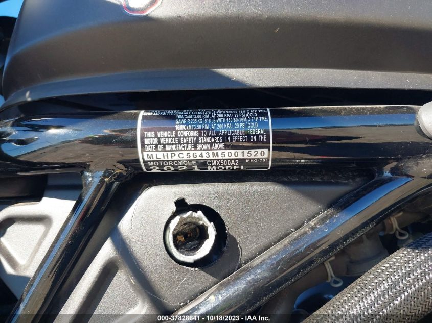 2021 HONDA CMX500 A2 MLHPC5643M5001520