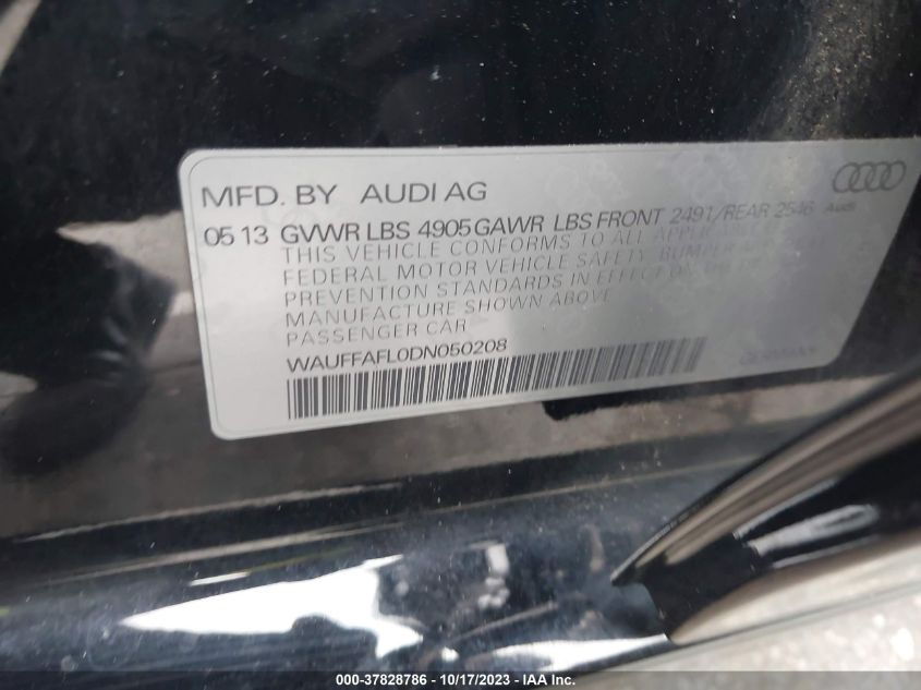 2013 AUDI A4 PREMIUM PLUS - WAUFFAFL0DN050208