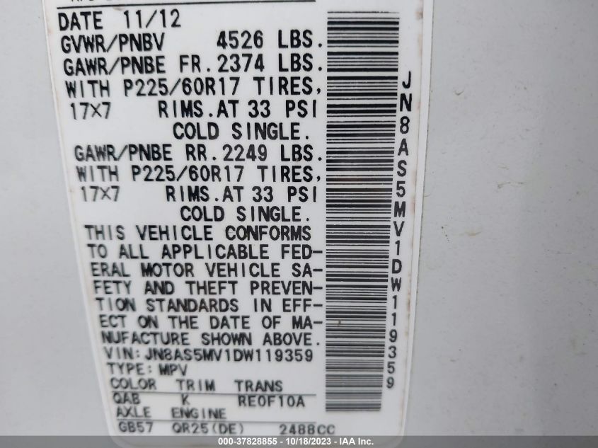 2013 NISSAN ROGUE SV - JN8AS5MV1DW119359
