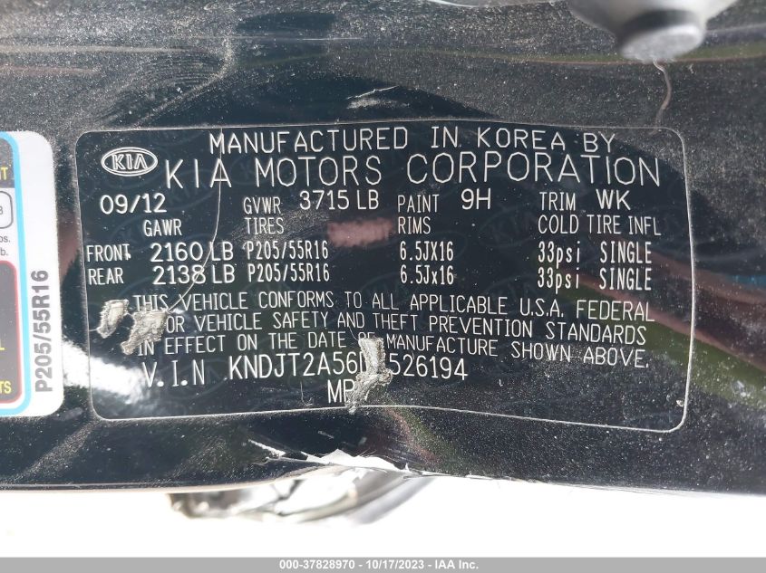 2013 KIA SOUL BASE - KNDJT2A56D7526194