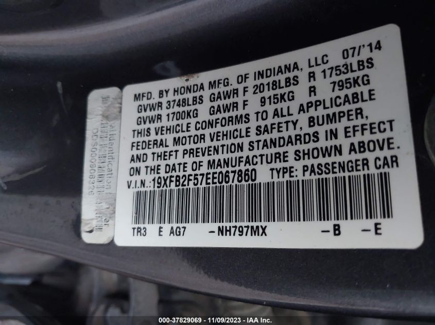 2014 HONDA CIVIC 4D DX - 019XFB2F57EE06786