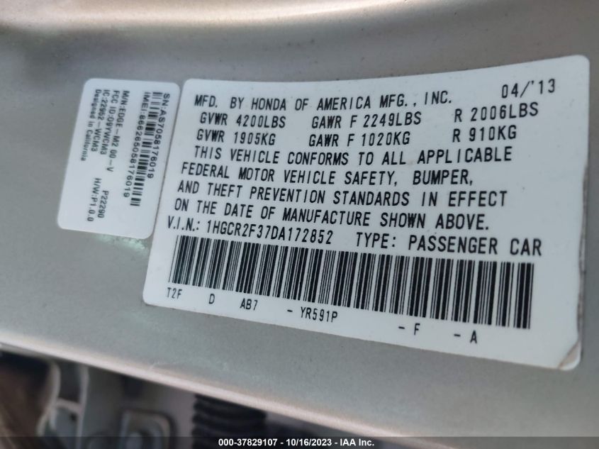 2013 HONDA ACCORD LX - 1HGCR2F37DA172852