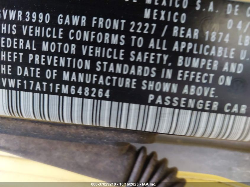 2015 VOLKSWAGEN BEETLE COUPE 1.8T FLEET EDITION - 3VWF17AT1FM648264